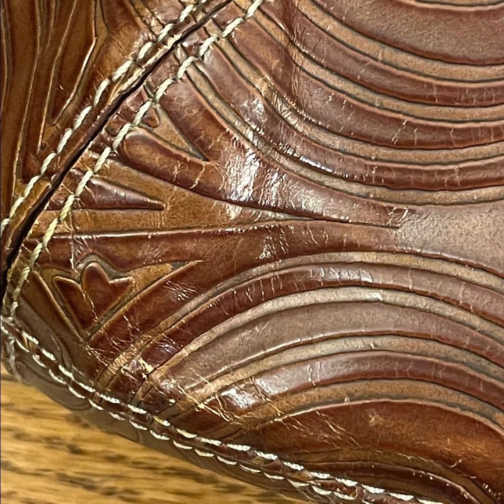 Cole Haan Brown Tooled Leather Shoulder Bag vintage
